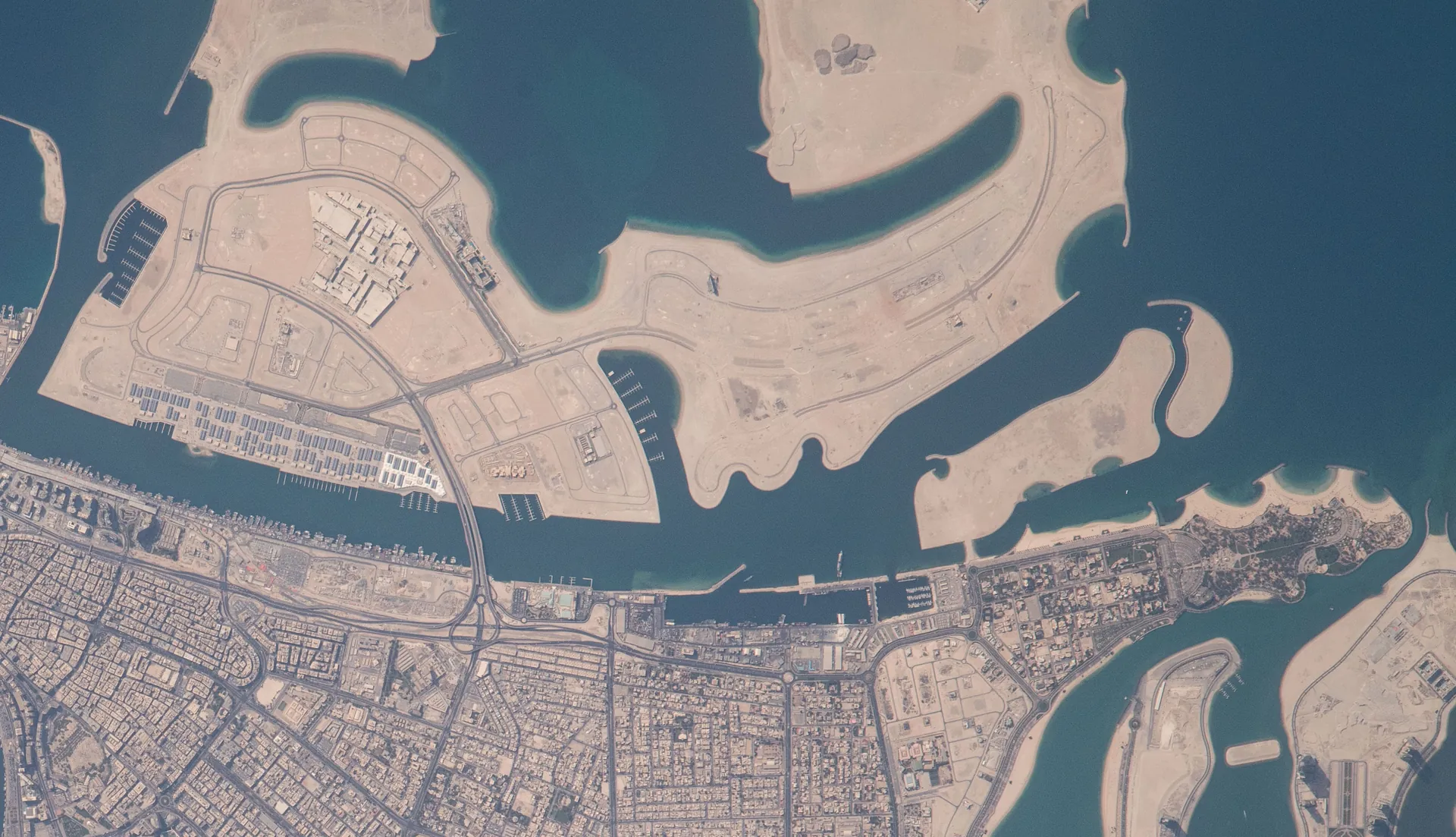 Dubai Islands and Deira seen from the International Space Station